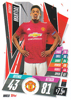 Anthony Martial Manchester United 2020/21 Topps Match Attax CL #MNU18